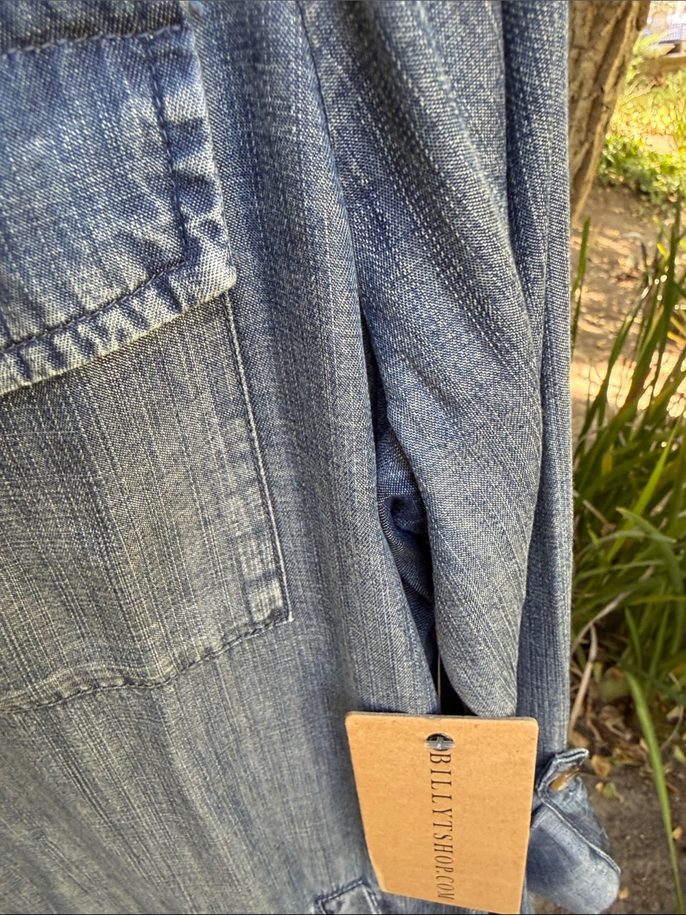 Denim Button-Front Midi Shirt Dress - Blue - Picture 2 of 5